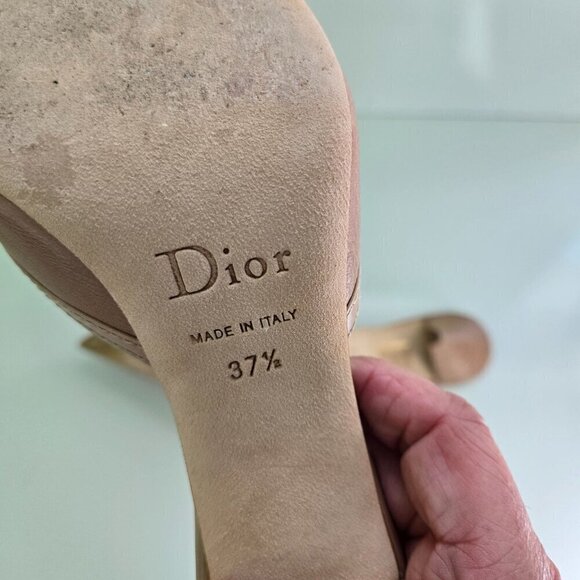 Dior Stunning Tan Leather Pointed Toe Logo Buckle Mules Size 37.5 - Picture 8 of 10